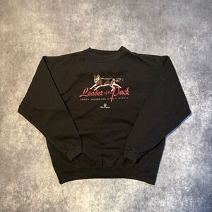 Vintage Wolf Crewneck Sweatshirt Mens XL Black Embroidered Headwaters